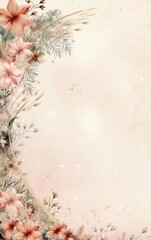 Elegant Floral Design with Peach Lilies and Dried Flowers on Vintage Background
