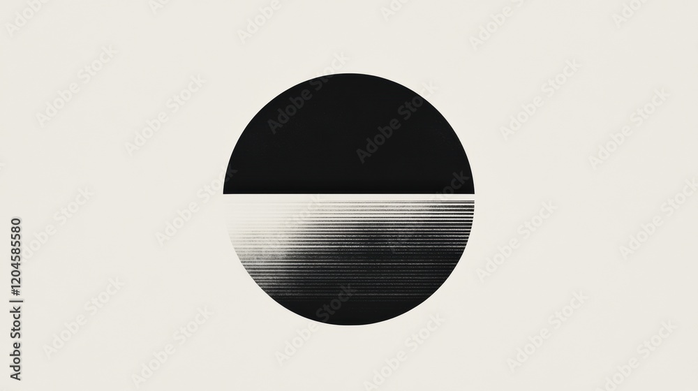 Aufkleber abstract design featuring contrasting black and white circular patterns with horizontal lines on a n