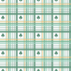 St. Patricks Shamrock Plaids Seamless Pattern 
