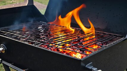 fire product ready charcoal flaming cast empty grill grate open placement iron background party dog cast iron grate food summer bar-b-q bar-b-q flames fire charcoal isolated hot empty black eatery - Powered by Adobe