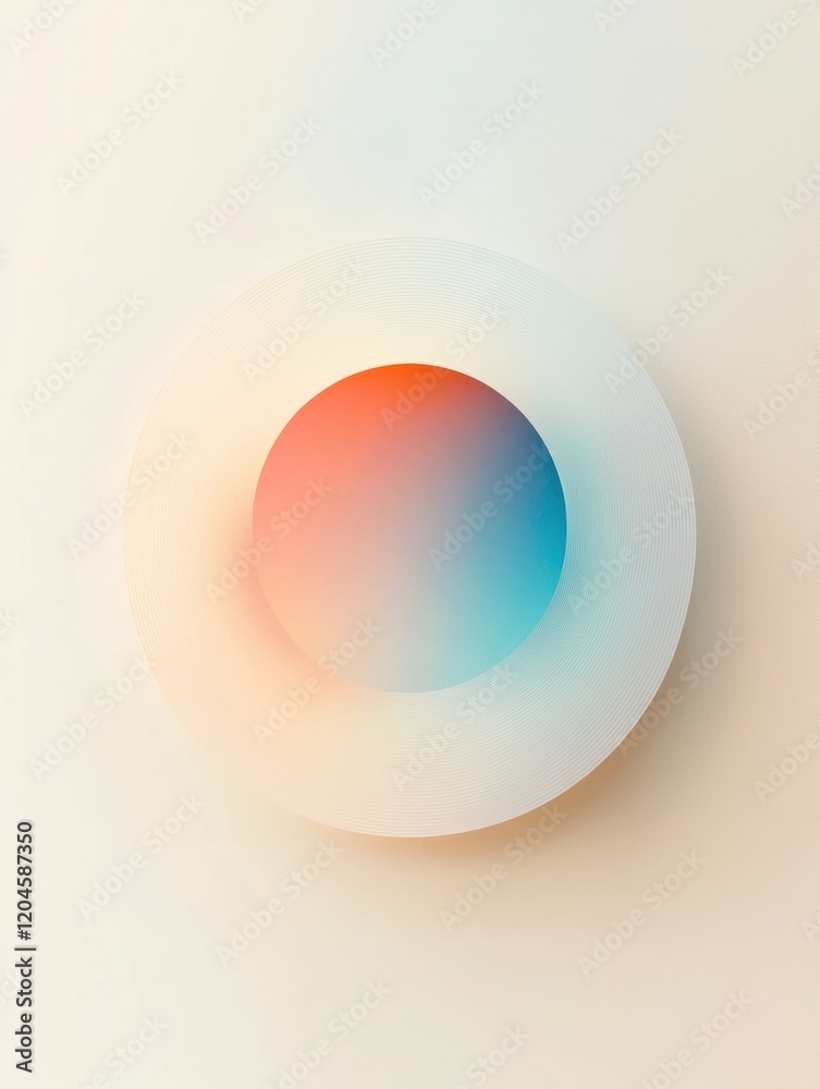 Poster Circular design with gradient colors blending softly against a light background in minimalist artistic representation. Generative AI