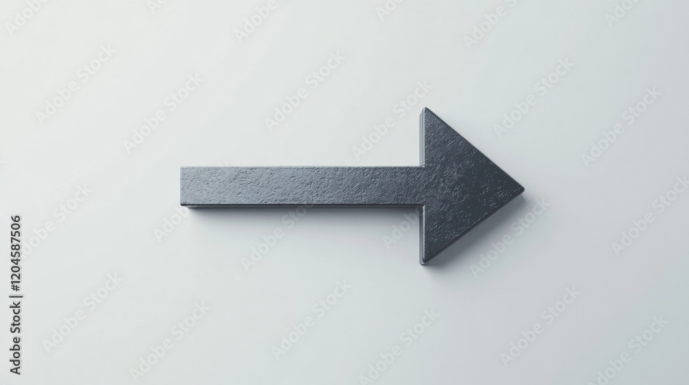 Fototapete Metal arrow pointing to the right on a plain white background in a minimalistic design. Generative AI