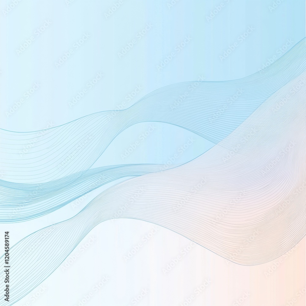 Poster soft blue and peach abstract waves creating a serene background for various design projects. generat