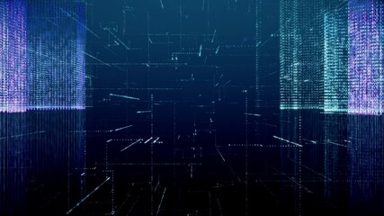 Abstract digital Matrix Metaverse cyber city background - Powered by Adobe