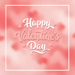 Obraz premium Romantic Happy Valentine s Day Greeting Card Design with Pink Blurred Background