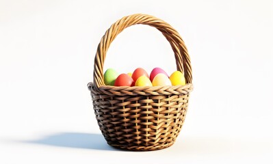 Colorful Easter Eggs in a Wicker Basket