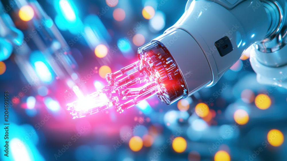 Fototapete high resolution 3d visualization of advanced robotic hand, showcasing intricate details and vibrant 