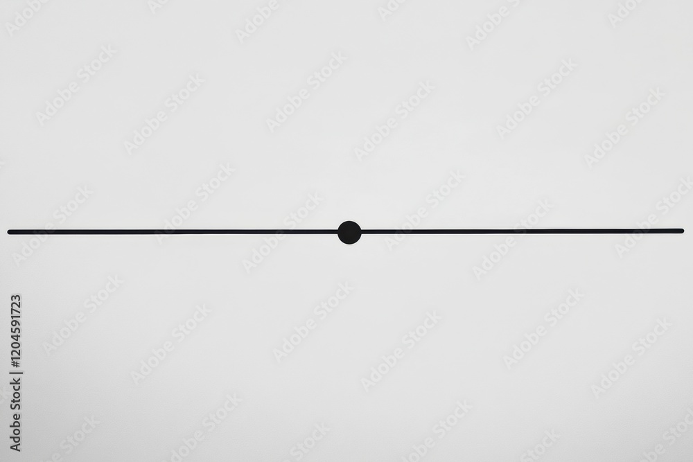 Poster visual representation of balance with a central dot and a horizontal line against a simple backgroun