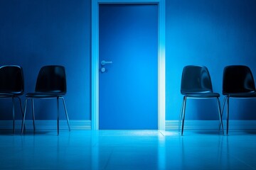 Blue Room Waiting Chairs Anticipation Interview Door