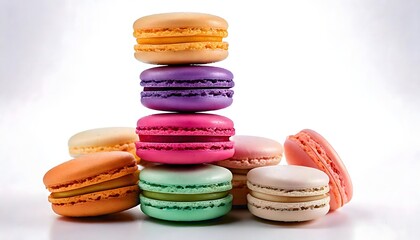 Fototapeta premium Delicious Multicolored Macarons Stacked in a Pyramid Shape