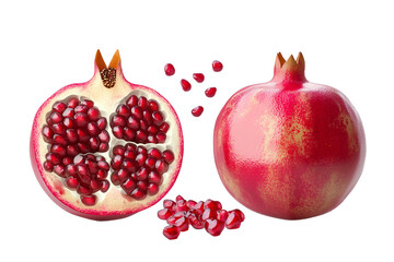 Pomegranate and fresh seeds of pomegranates transparent 