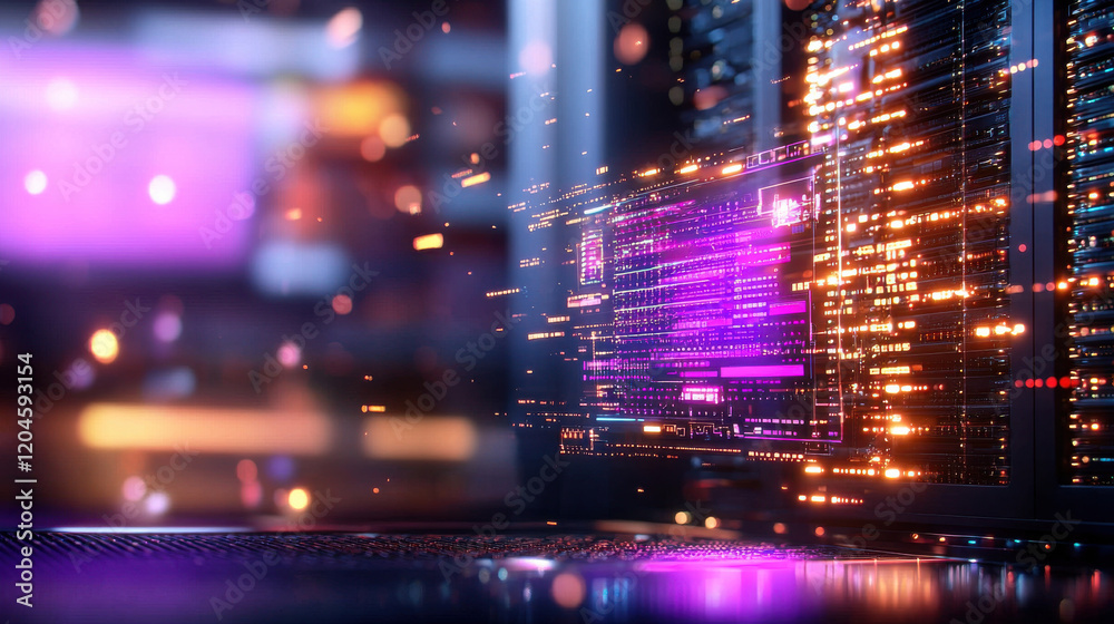 Leinwandbilder high resolution depiction of digital data analysis with glowing elements, showcasing technology and 