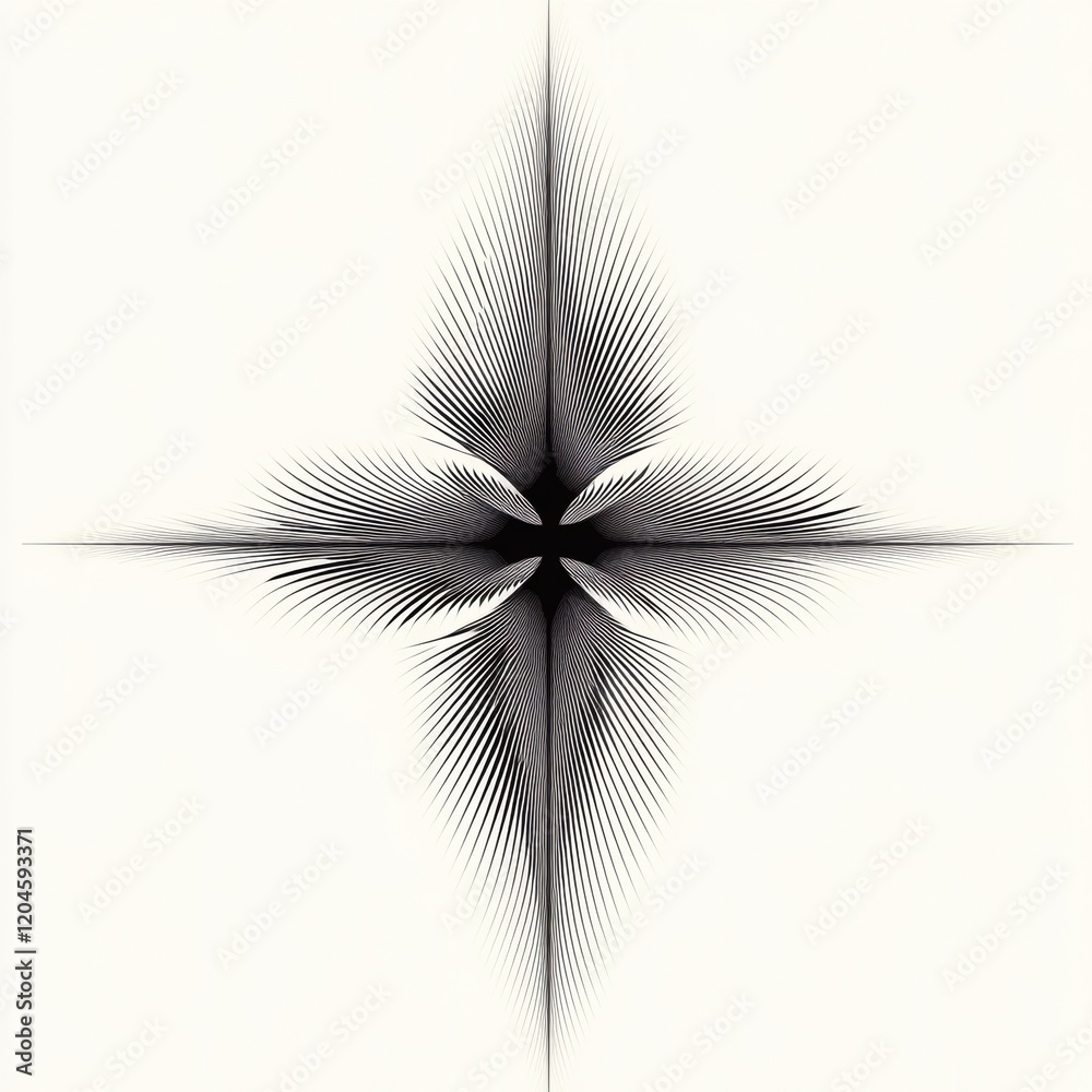 Leinwandbilder intricate black and white design featuring radial patterns and flowing lines creating a symmetrical 