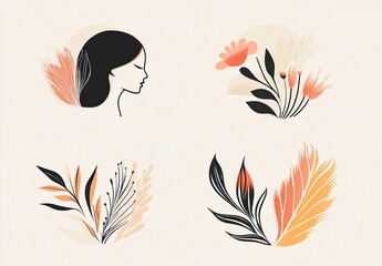 Fototapeta premium Feminine logo collections template premium vector