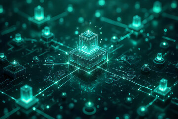 Fototapeta premium Geometric shape blockchain security - Cyber security