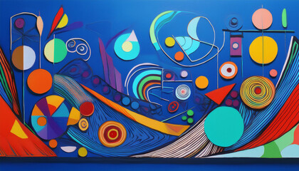 abstract shapes on blue background