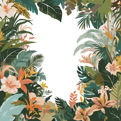 Jungle nature line illustration collection line vector illustration white background	