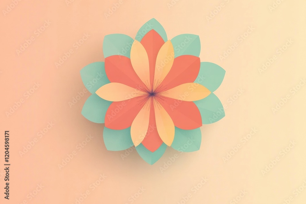 Aufkleber colorful floral design arranged in a symmetrical pattern against a soft pastel background. generativ