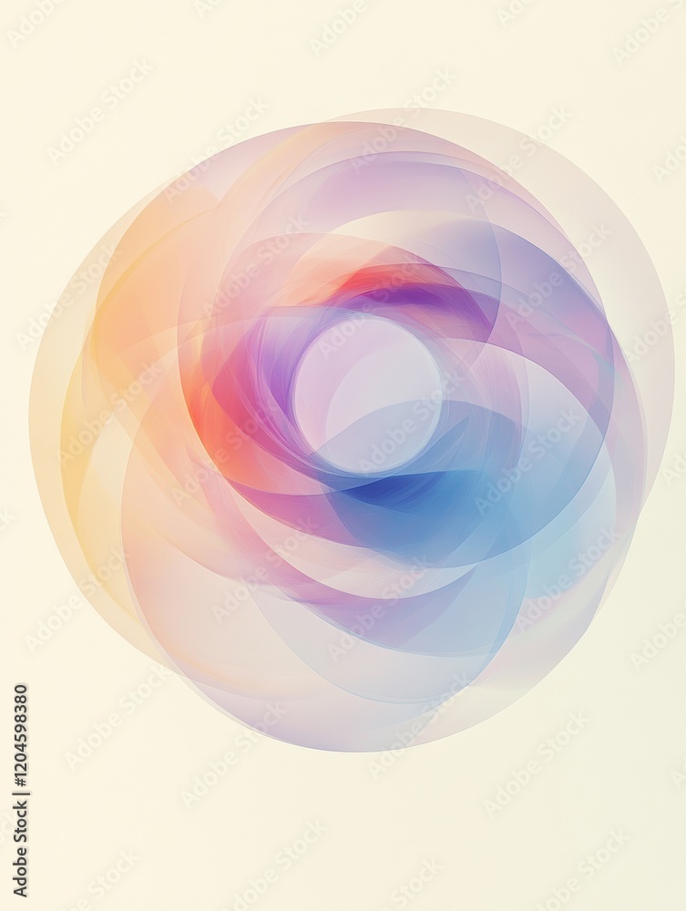 Aufkleber Swirling colors create an abstract pattern with soft hues in a dynamic circular motion on a light background. Generative AI