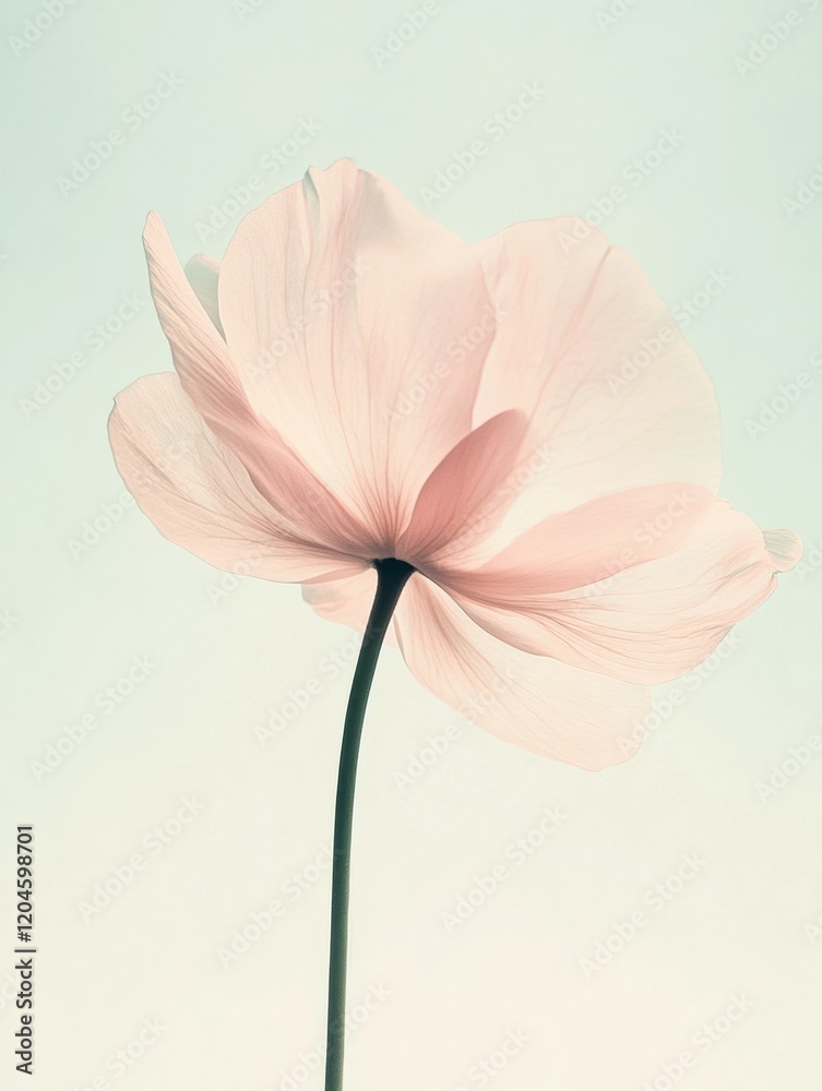 Aufkleber delicate pink flower with soft petals captured against a gentle backdrop of light colors. generative