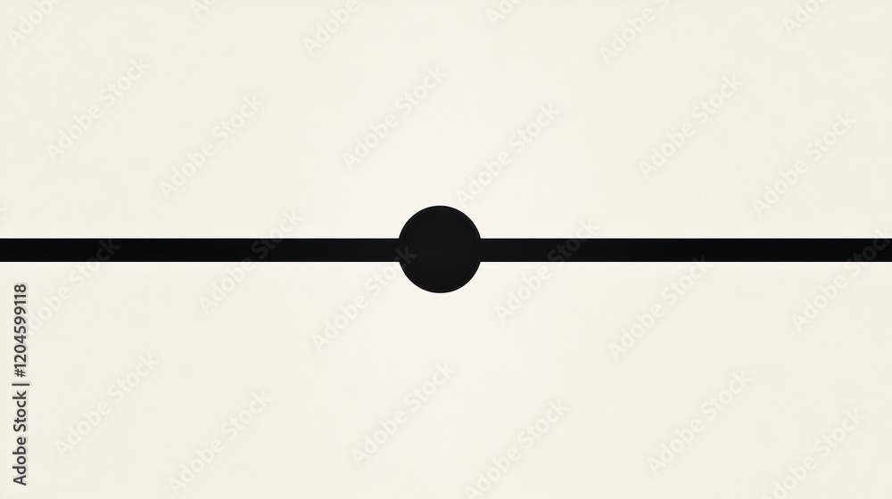Leinwandbilder simple line and circle design featuring a black dot on a cream background. generative ai