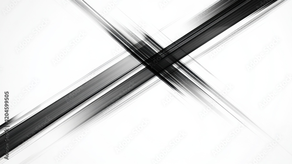 Fototapete modern abstract art featuring intersecting lines in black and white with dynamic movement. generativ