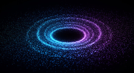 Abstract Cosmic Nebula Swirl Glowing Particles Blue Purple Galaxy Design