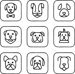 Set of 9 outline icons related to pet friendly vector illustration white background