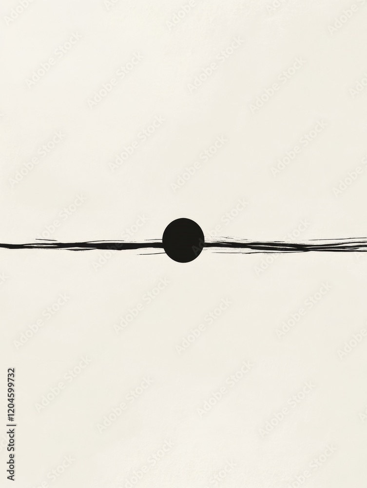 Fototapete creative depiction of a minimalistic black dot on a subtle background with line art and emphasis on 