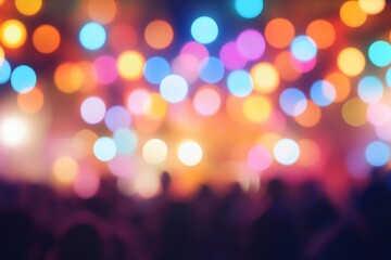 Fototapeta premium Blurred Festive Lights Concert Crowd Bokeh Background