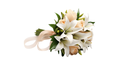 Elegant Wedding Bouquet of Lilies and Roses Bridal Flowers Floral Arrangement Wedding Decor Romantic Flowers