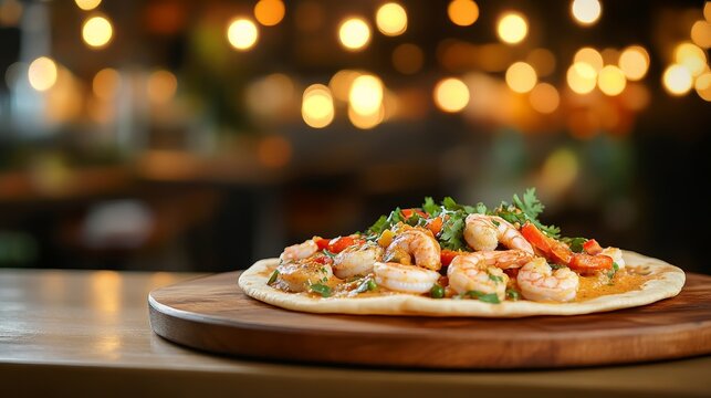 Jhinga masala, prawns saut&eacute;ed in curry sauce with an unmatched flavor. Close-up of jhinga masala served&nbsp;with&nbsp;a&nbsp;Roti.