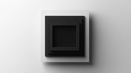 Modern black and white wall art made of layered geometric shapes in a minimalist style. Generative AI