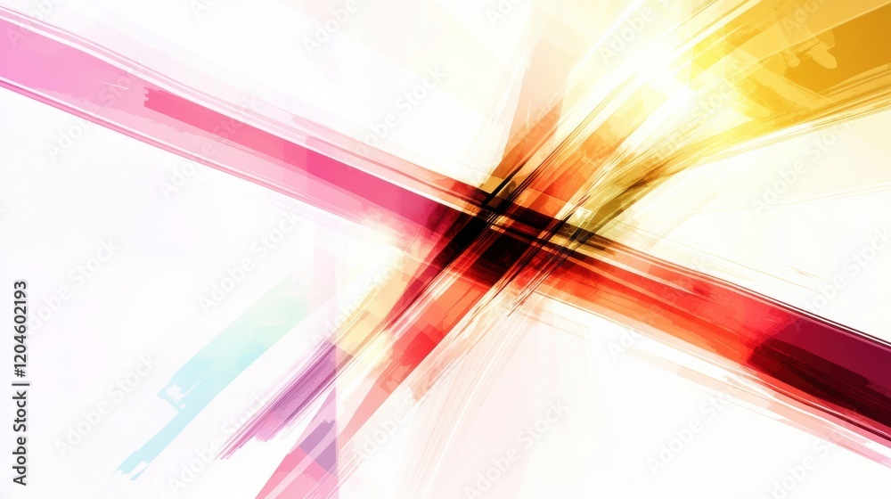 Aufkleber Vibrant abstract art with bold strokes and luminous colors illuminating a dynamic composition during daylight hours. Generative AI