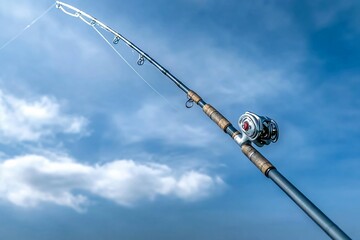 Fototapeta premium Stunning Fishing Rod Against Blue Sky Cloudscape