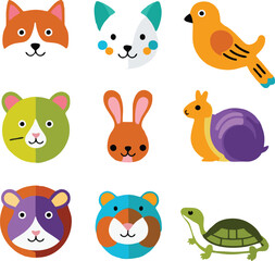 Set of 9 outline icons related to pet friendly vector illustration white background