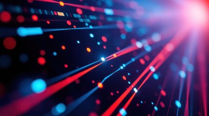 Obraz premium Close up of a Digital glowing dots connected by thin luminous lines 