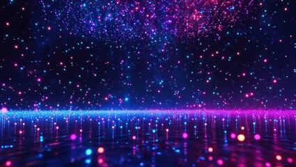 Abstract digital art featuring glowing points on a radiant background