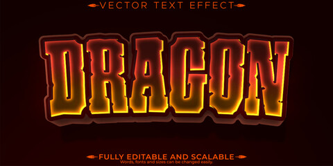 Dragon editable text effect, editable fantasy and fire text style