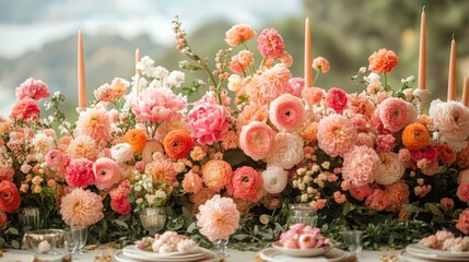 Peachy Floral Centerpiece: A Stunning Table Decor