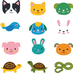 Set of 9 outline icons related to pet friendly vector illustration white background