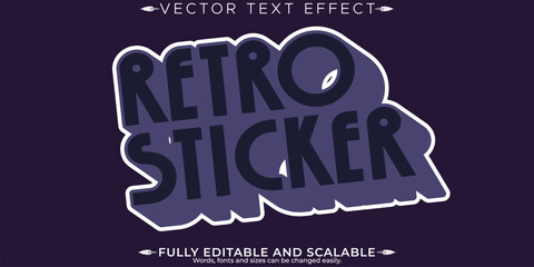 Retro sticker text effect, editable 70s and 80s text style