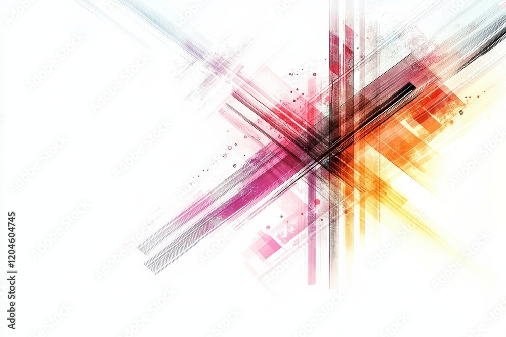 Aufkleber Vibrant abstract design showcasing intersecting lines and colors in a modern digital composition. Generative AI