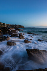Beautiful rocky shore of Whale Beach, Sydney, Australia.