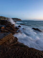 Beautiful rocky shore of Whale Beach, Sydney, Australia.