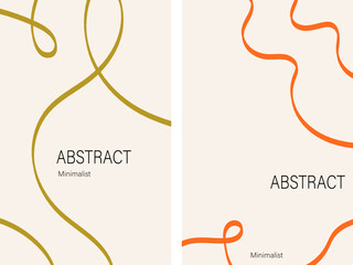 Abstract minimalist posters in bright colors with lines for interior, decorative, banner, cover, card. Vector