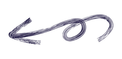 Hand drawn simple arrow drawn with wax crayon, chalk or charcoal. Uneven dry texture for underlining highlighting. Pencil drawn lines, strikethrough, grungy vector isolated on white