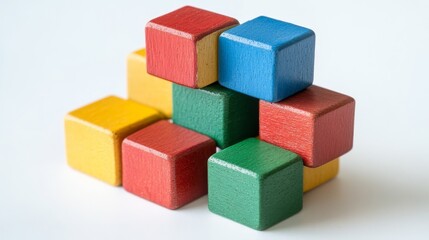 Obraz premium Colorful Wooden Blocks Stacked Pyramid Structure