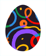 Easter egg, Easter day festival icon, ostern egg illustration with decoration pattern squiggle trxtured brush symbols collection, vector illustration.