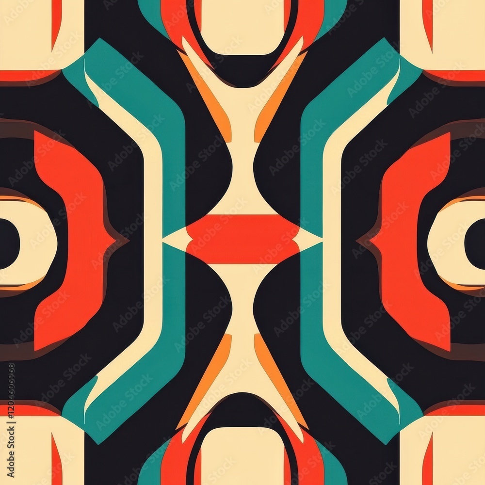 Poster Vibrant abstract design featuring bold shapes and contrasting colors in a modern artistic pattern. Generative AI
